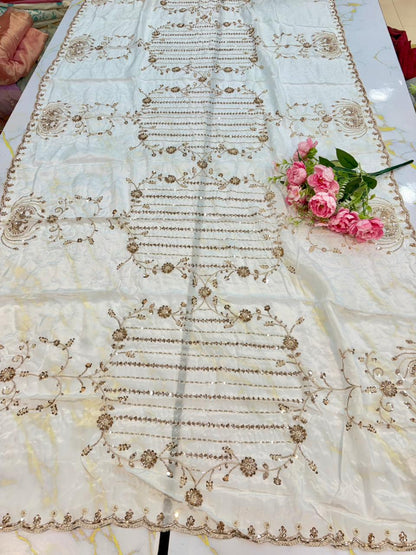 💓Celestial Heritage Dupatta 100% Premium Natural Crepe a silky-smooth touch 2.75 metrr 4 side border heavy work