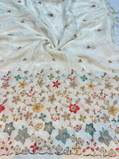 Natural crepe  Luxe Handwork Crêpe width 44 bridal wear ✅Dyble
