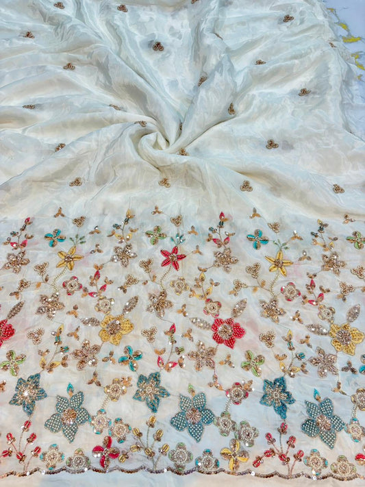 Natural crepe  Luxe Handwork Crêpe width 44 bridal wear ✅Dyble