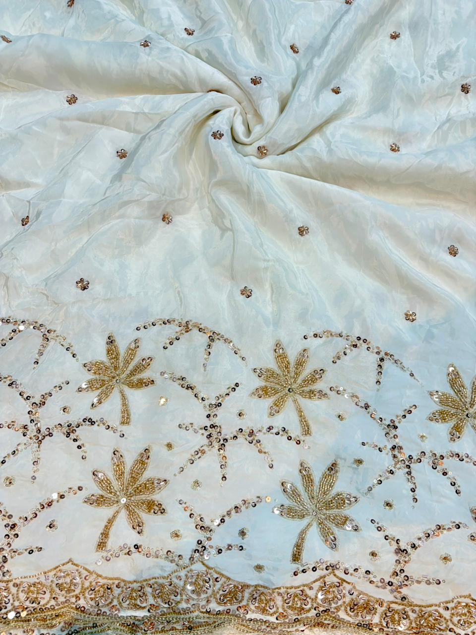 Natural crepe  Luxe Handwork Crêpe width 44 bridal wear ✅Dyble