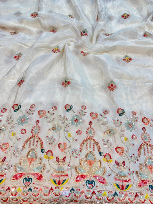 Natural crepe  Luxe Handwork Crêpe width 44 bridal wear ✅Dyble