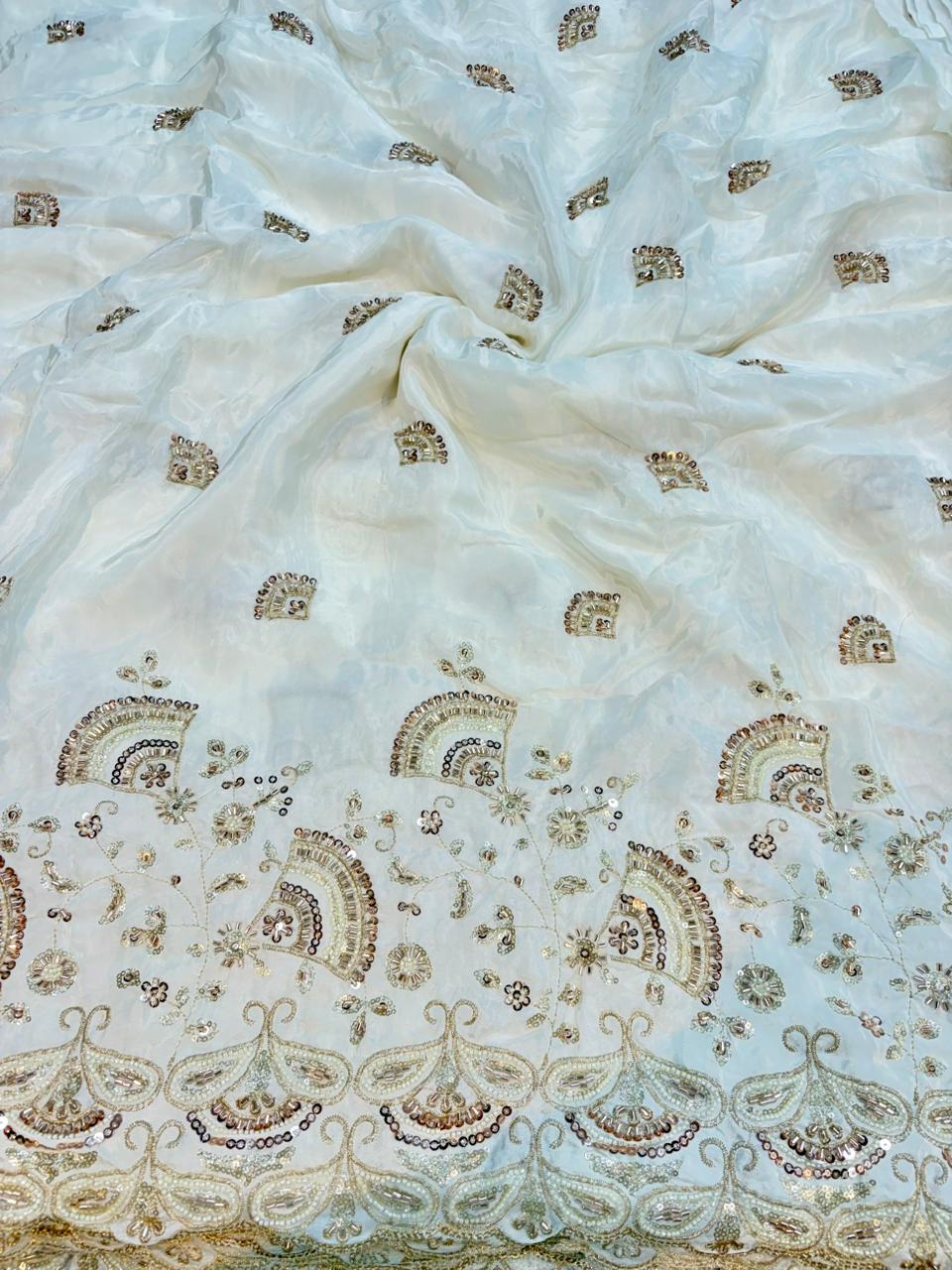 Natural crepe  Luxe Handwork Crêpe width 44 bridal wear ✅Dyble