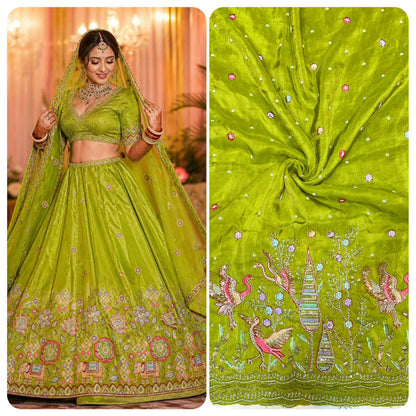 Premium Bridal Viscose Tissue Fabric with Artisan Handwork width. 44