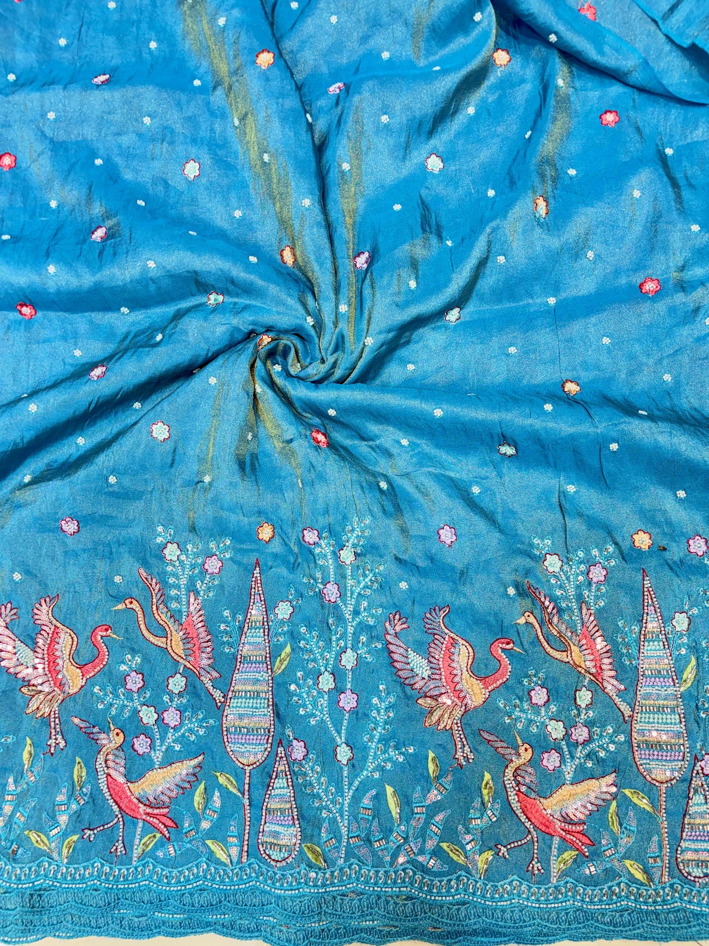 Premium Bridal Viscose Tissue Fabric with Artisan Handwork width. 44