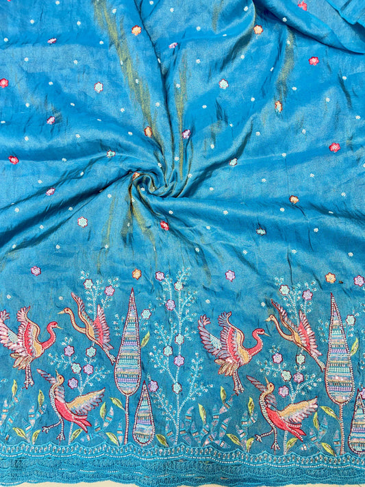Premium Bridal Viscose Tissue Fabric with Artisan Handwork width. 44