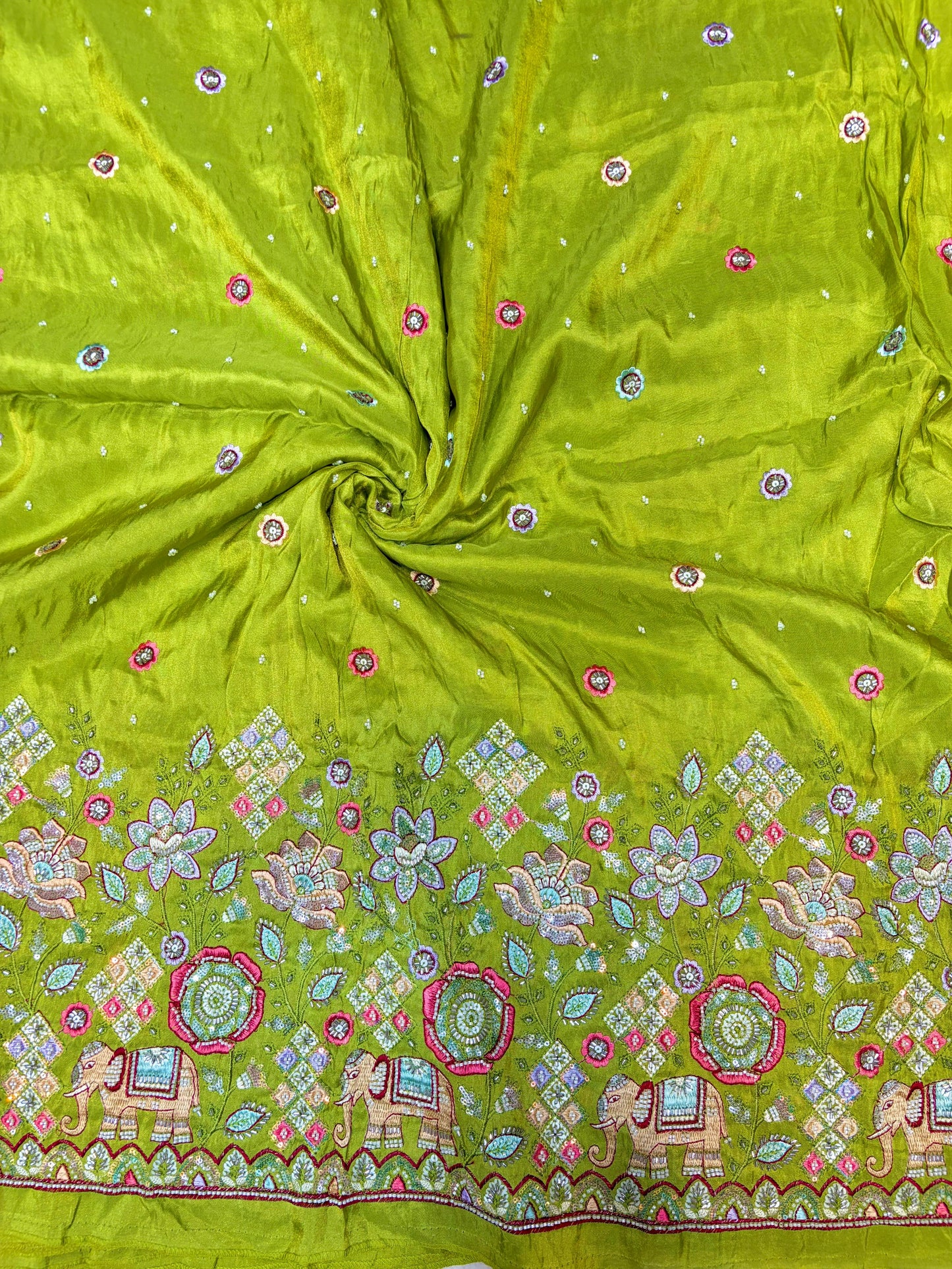 Premium Bridal Viscose Tissue Fabric with Artisan Handwork width. 44
