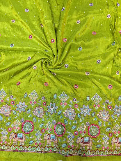 Premium Bridal Viscose Tissue Fabric with Artisan Handwork width. 44