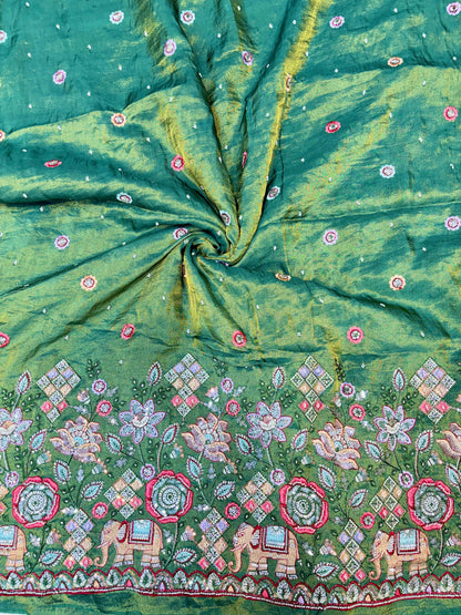 Premium Bridal Viscose Tissue Fabric with Artisan Handwork width. 44