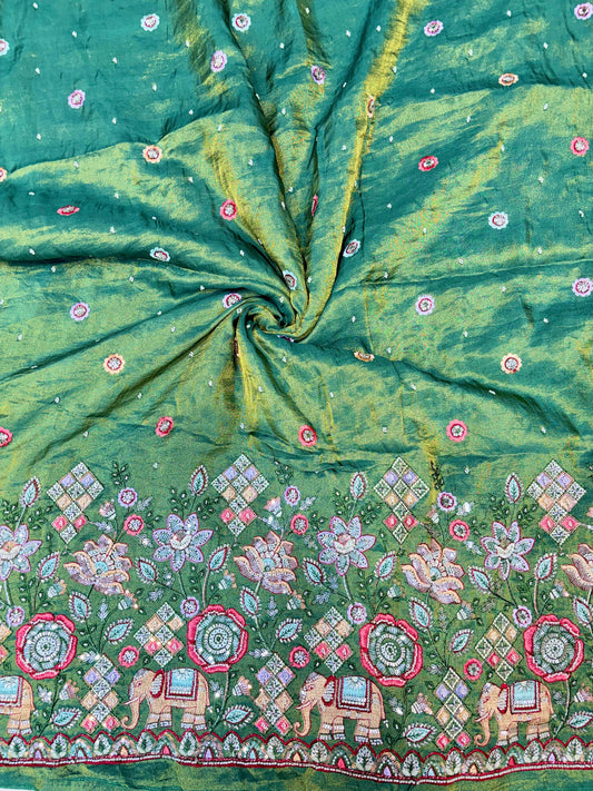 Premium Bridal Viscose Tissue Fabric with Artisan Handwork width. 44