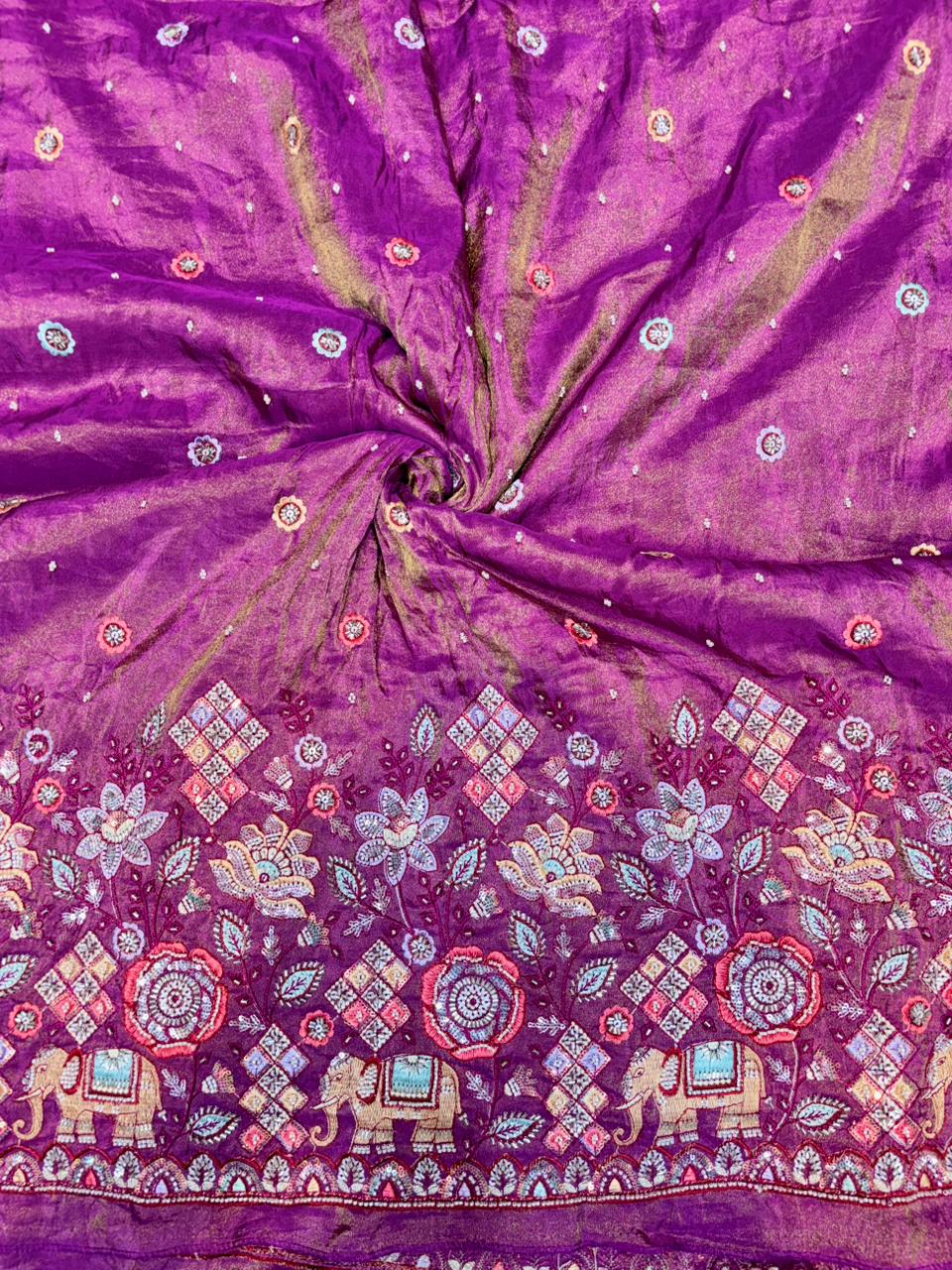Premium Bridal Viscose Tissue Fabric with Artisan Handwork width. 44