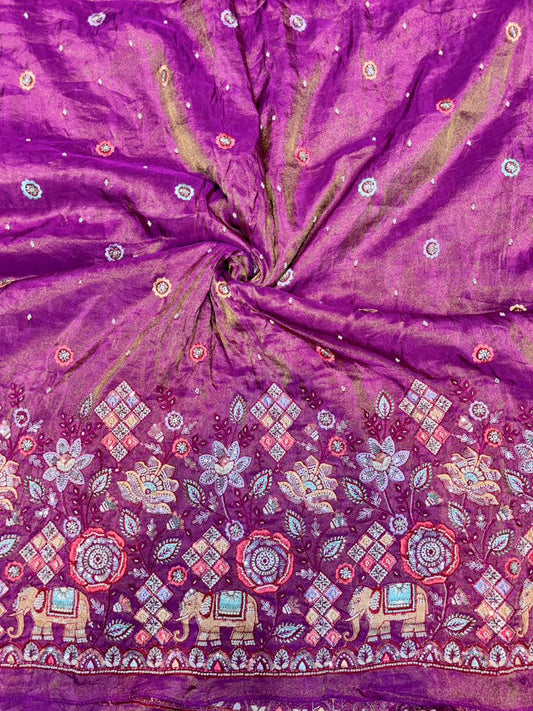 Premium Bridal Viscose Tissue Fabric with Artisan Handwork width. 44
