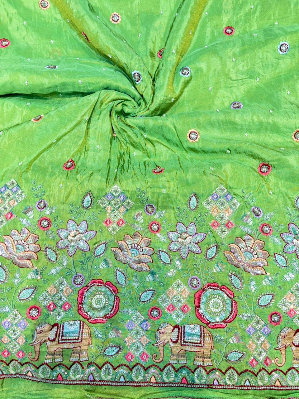 Premium Bridal Viscose Tissue Fabric with Artisan Handwork width. 44
