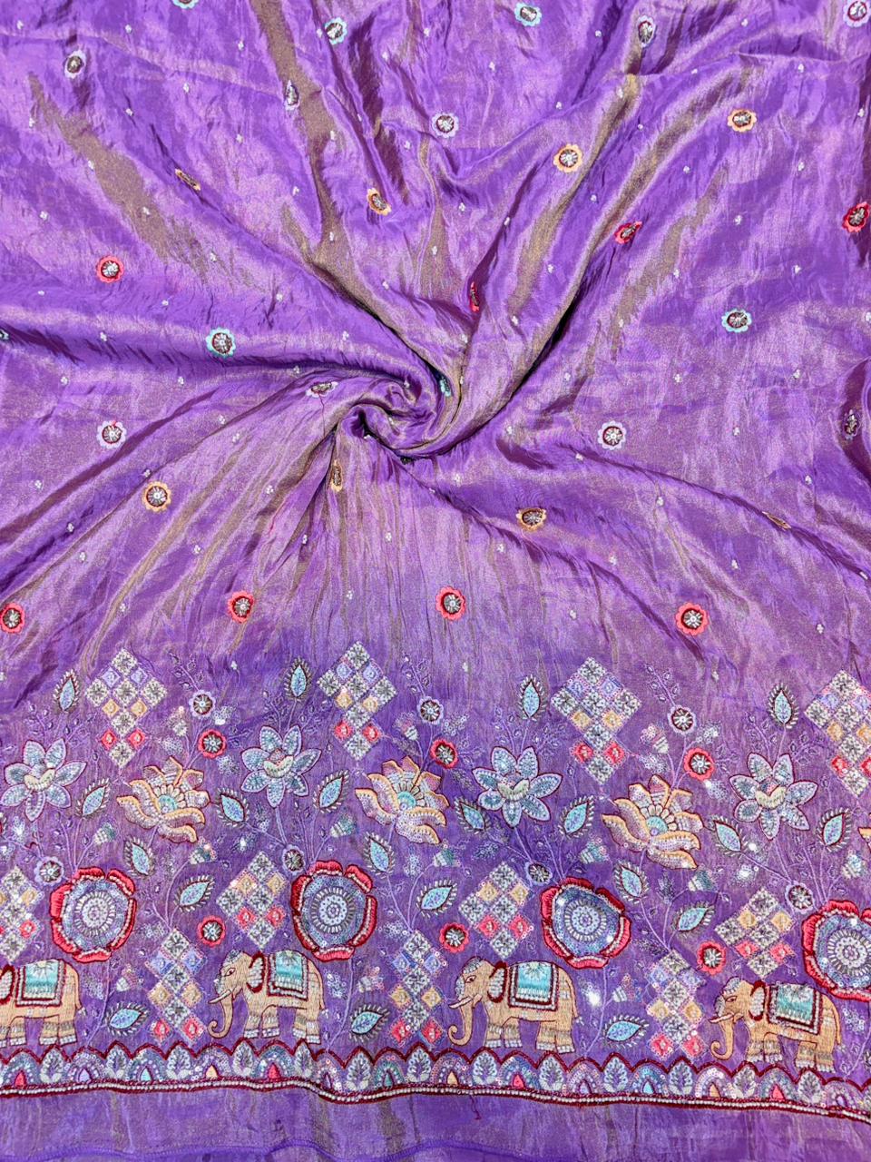 Premium Bridal Viscose Tissue Fabric with Artisan Handwork width. 44