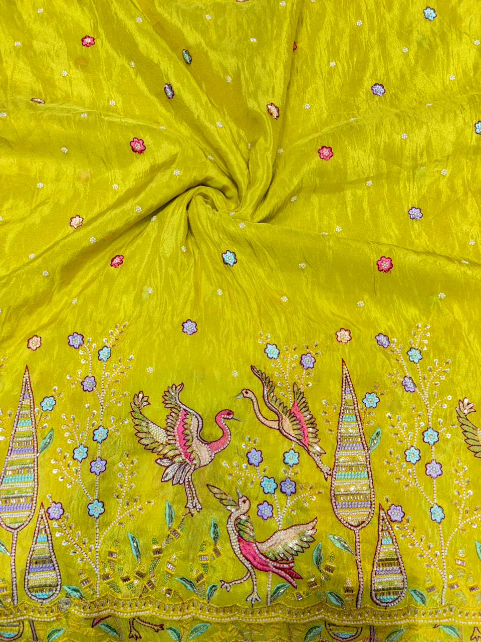 Premium Bridal Viscose Tissue Fabric with Artisan Handwork width. 44