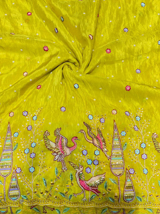 Premium Bridal Viscose Tissue Fabric with Artisan Handwork width. 44