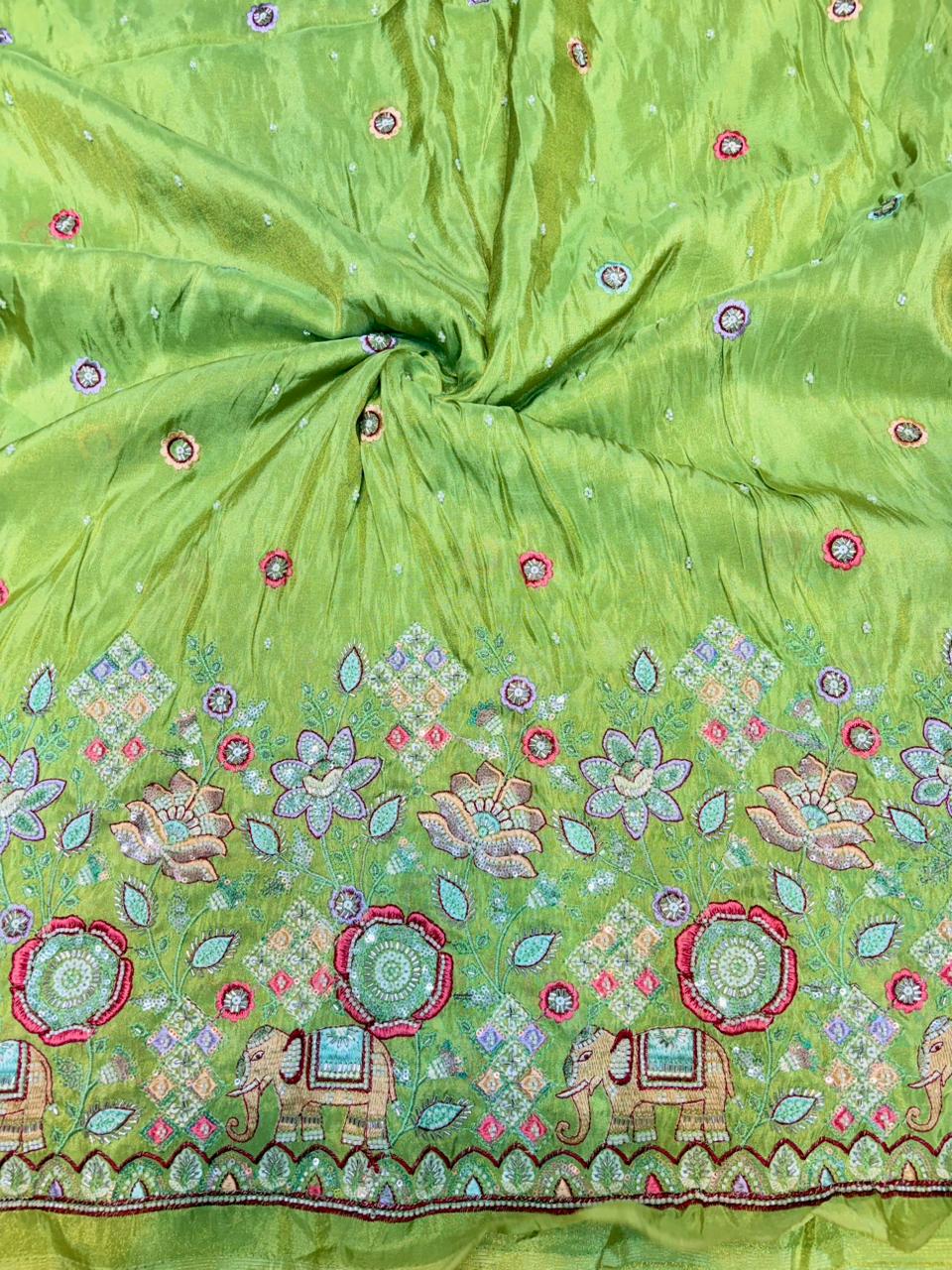 Premium Bridal Viscose Tissue Fabric with Artisan Handwork width. 44