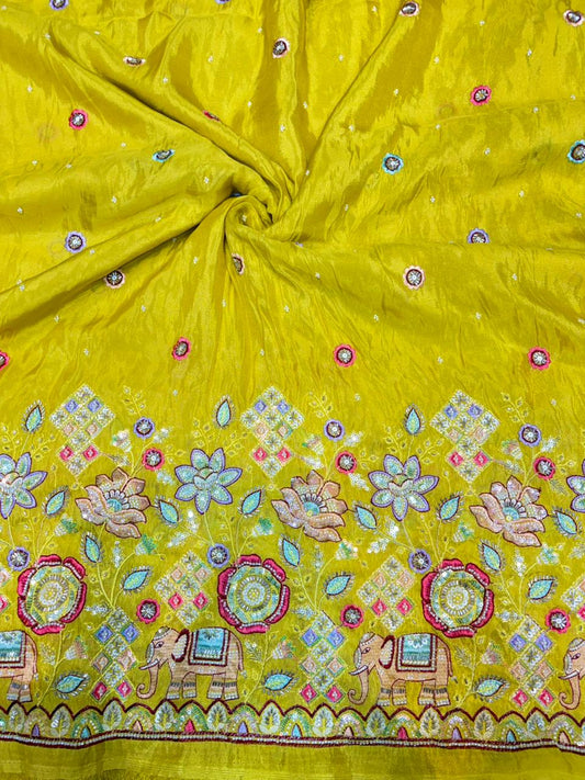 Premium Bridal Viscose Tissue Fabric with Artisan Handwork width. 44