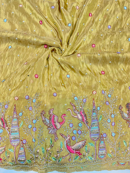 Premium Bridal Viscose Tissue Fabric with Artisan Handwork width. 44