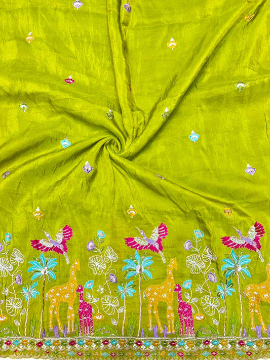 Premium🥻 Viscouse tissue👗 border fabrics beats work beautiful  design width 44