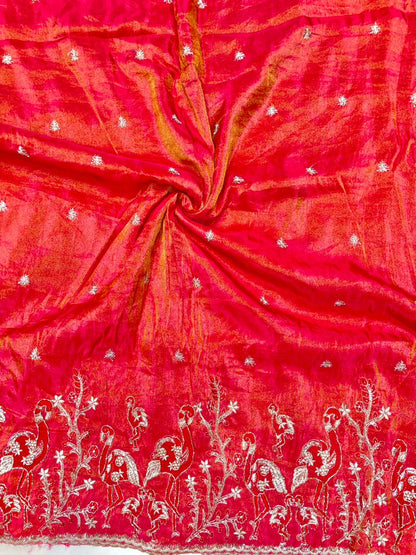Premium🥻 Viscouse tissue👗 border fabrics beats work beautiful  design width 44