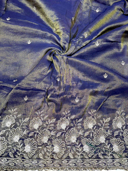 Premium🥻 Viscouse tissue👗 border fabrics beats work beautiful  design width 44