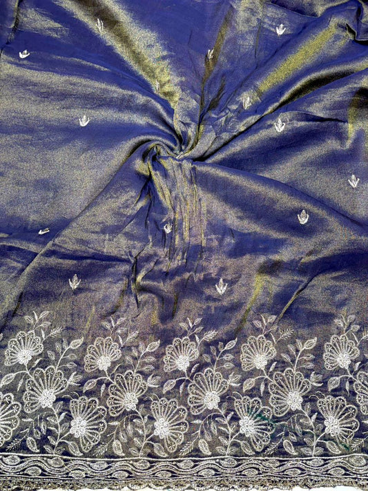 Premium🥻 Viscouse tissue👗 border fabrics beats work beautiful  design width 44