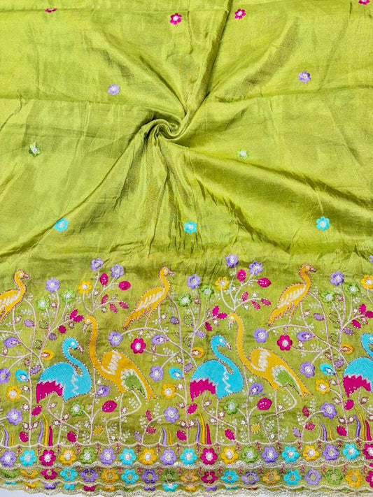 Premium🥻 Viscouse tissue👗 border fabrics beats work beautiful  design width 44