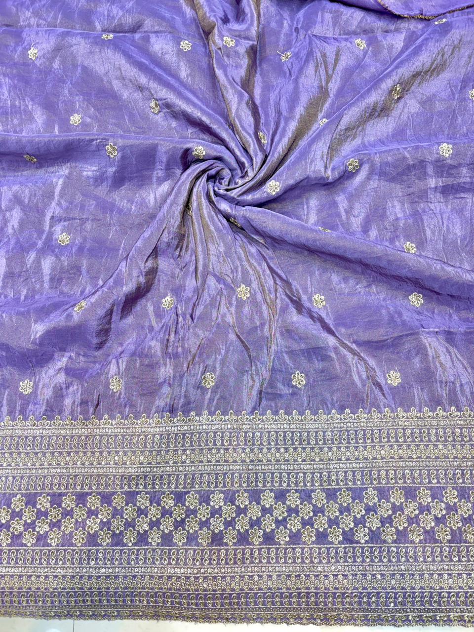Premium🥻 Viscouse tissue👗 border fabrics beats work beautiful  design width 44