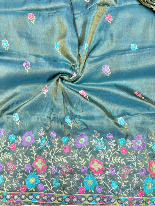 Premium🥻 Viscouse tissue👗 border fabrics beats work beautiful  design width 44