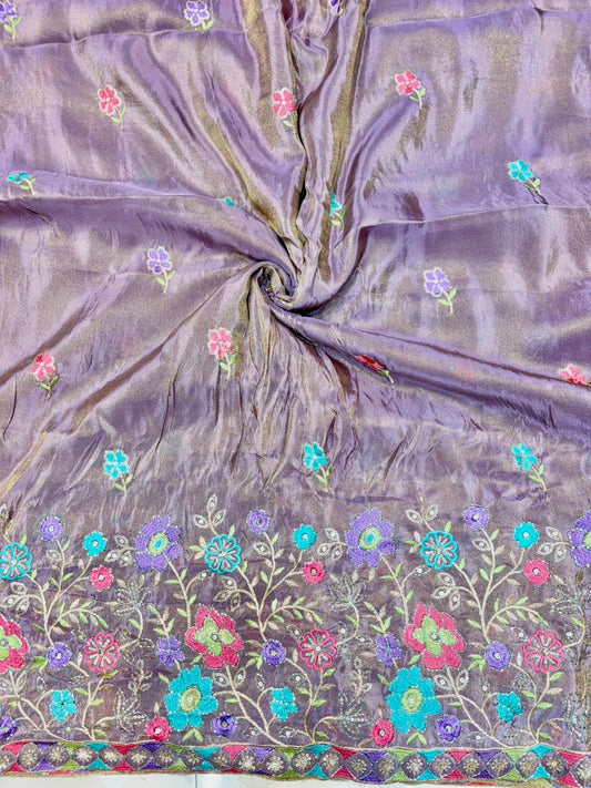Premium🥻 Viscouse tissue👗 border fabrics beats work beautiful  design width 44