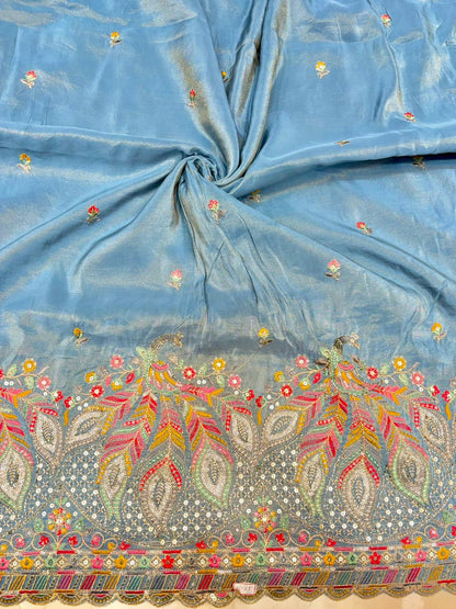 Premium🥻 Viscouse tissue👗 border fabrics beats work beautiful  design width 44