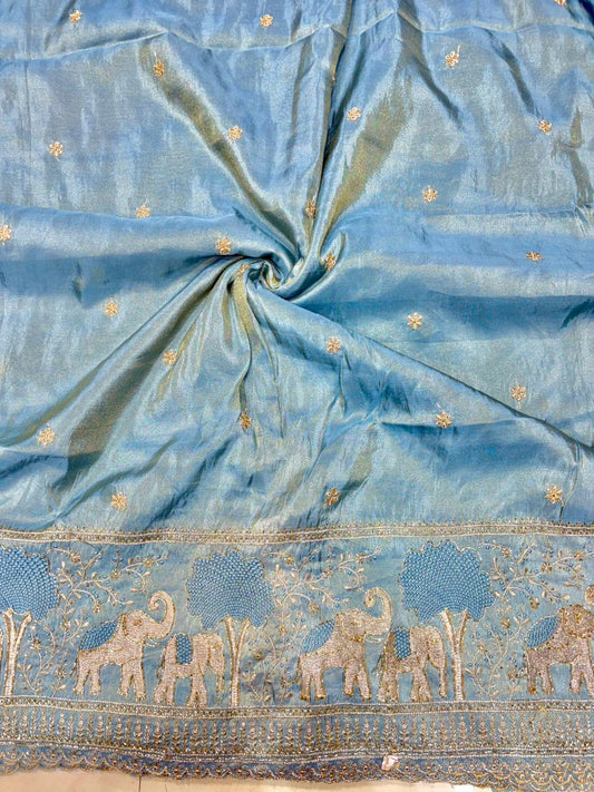 Premium🥻 Viscouse tissue👗 border fabrics beats work beautiful  design width 44