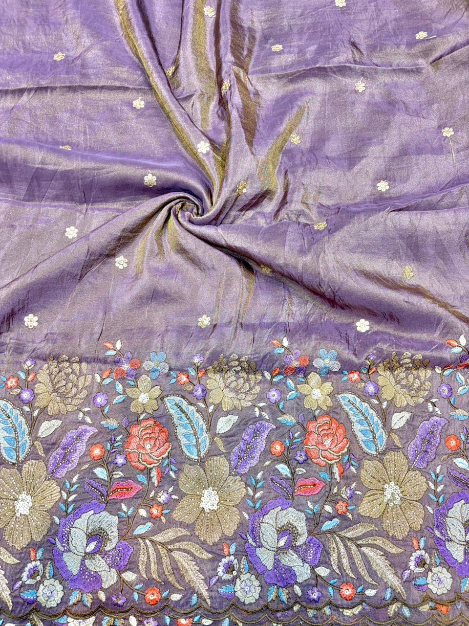 Premium🥻 Viscouse tissue👗 border fabrics beats work beautiful  design width 44