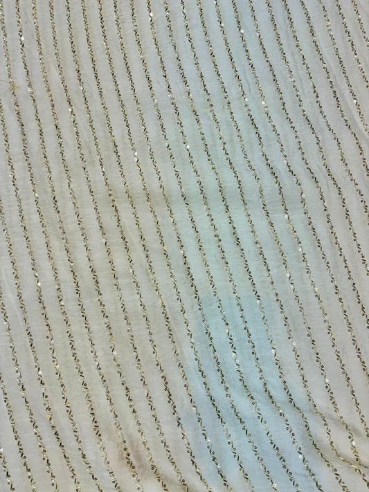 Luxurious Vichitra Silk Fabric with Glittering Sequence beats Work width 44