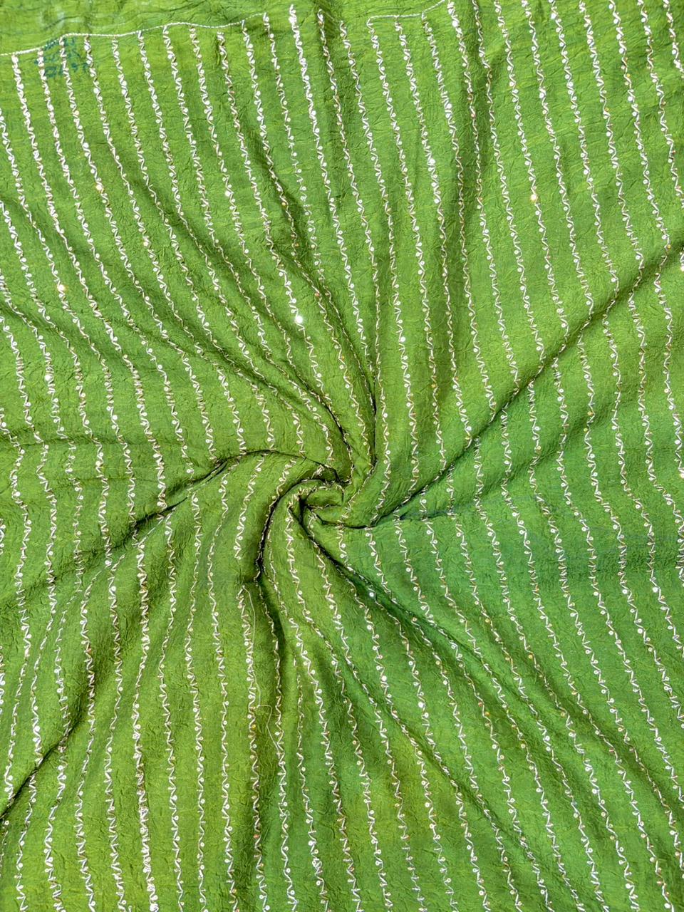 Luxurious Vichitra Silk Fabric with Glittering Sequence beats Work width 44