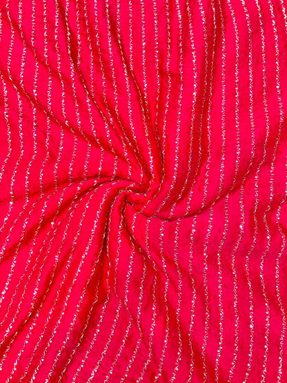 Luxurious Vichitra Silk Fabric with Glittering Sequence beats Work width 44