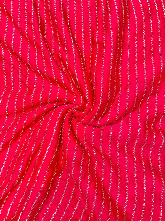 Luxurious Vichitra Silk Fabric with Glittering Sequence beats Work width 44