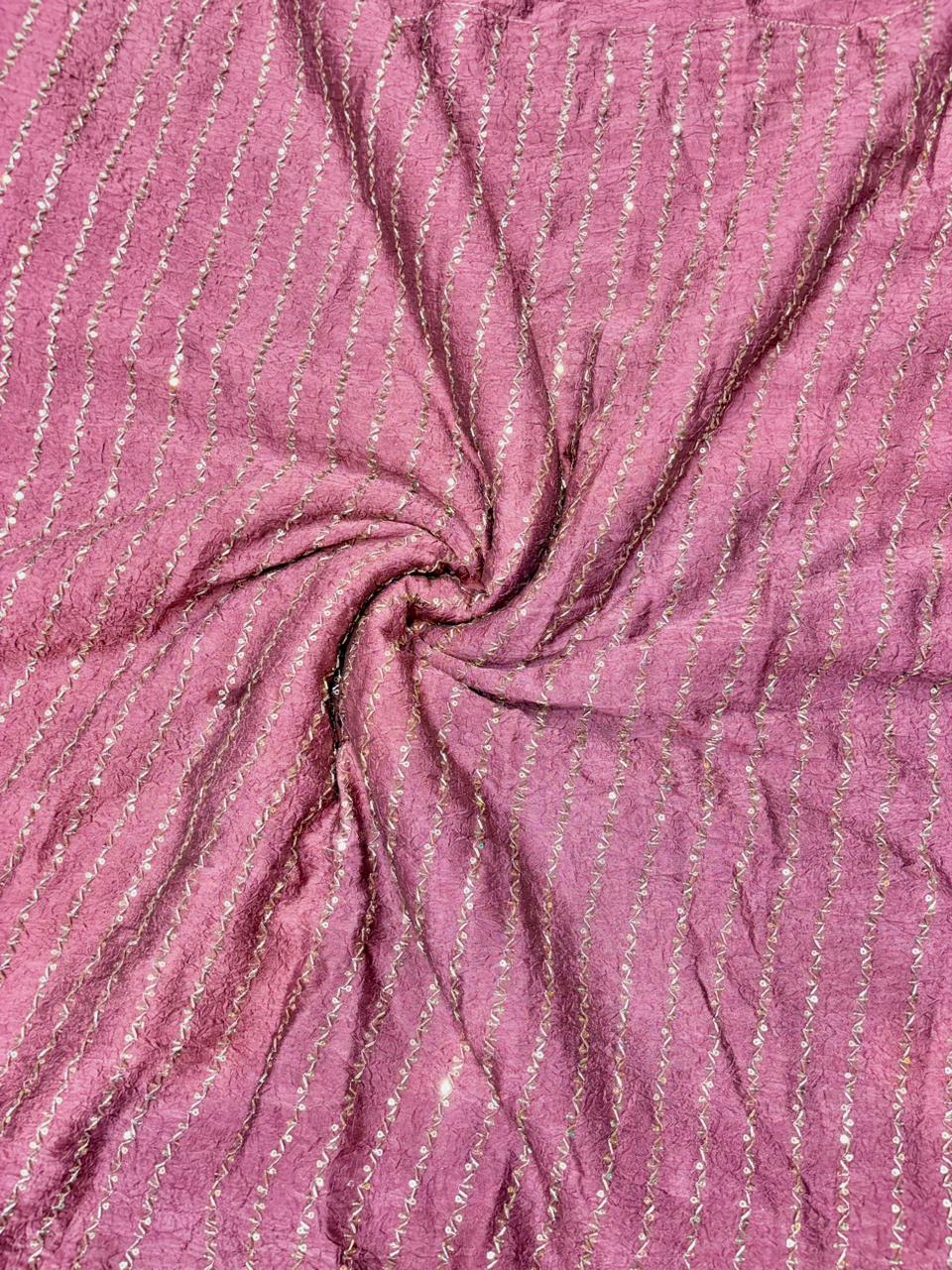 Luxurious Vichitra Silk Fabric with Glittering Sequence beats Work width 44