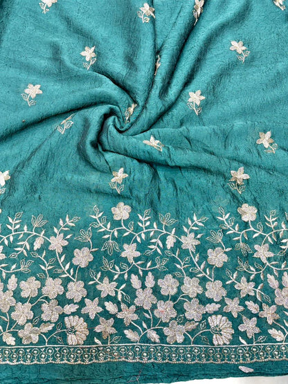 Luxurious Vichitra Silk border Fabric with Glittering Sequence beats Work width 44