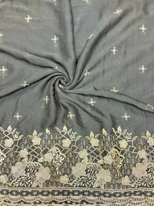 Luxurious Vichitra Silk border Fabric with Glittering Sequence beats Work width 44