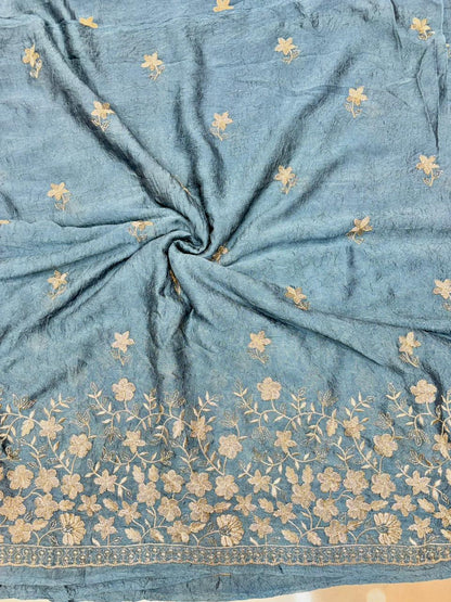 Luxurious Vichitra Silk border Fabric with Glittering Sequence beats Work width 44