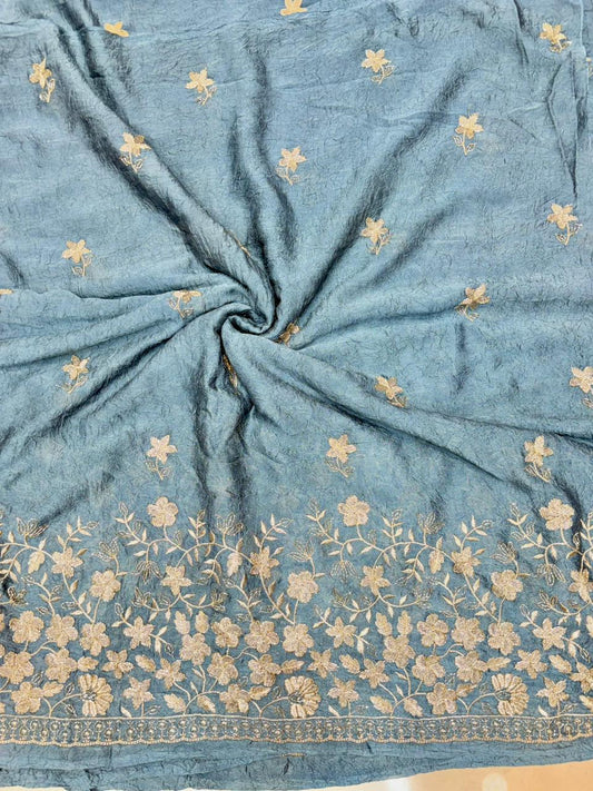 Luxurious Vichitra Silk border Fabric with Glittering Sequence beats Work width 44