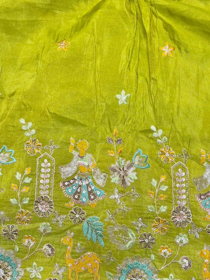 Premium🥻 Viscouse tissue👗 border fabrics beats work beautiful  design width 44