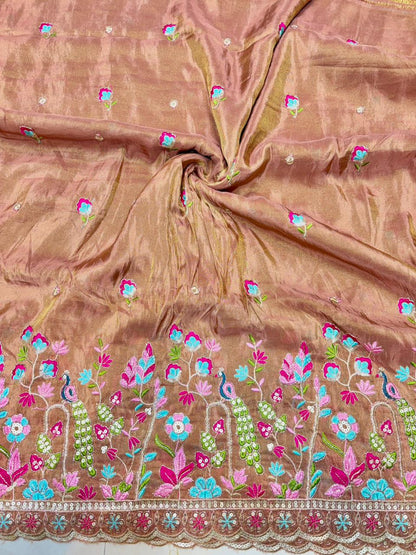 Premium🥻 Viscouse tissue👗 border fabrics beats work beautiful  design width 44
