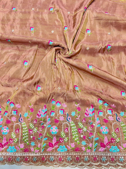 Premium🥻 Viscouse tissue👗 border fabrics beats work beautiful  design width 44