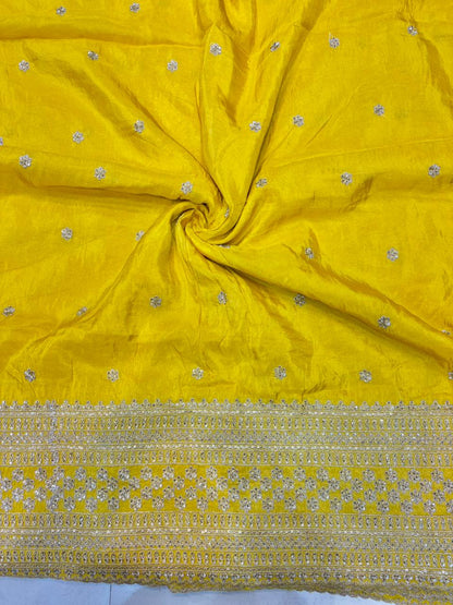 Premium🥻 Viscouse tissue👗 border fabrics beats work beautiful  design width 44
