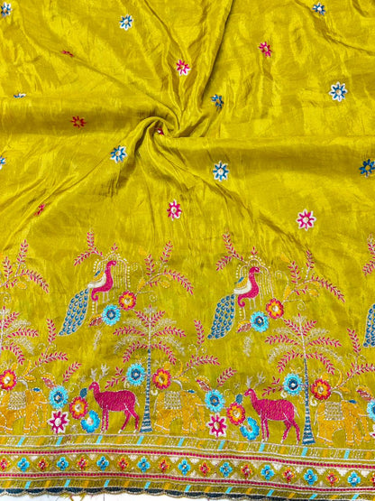 Premium🥻 Viscouse tissue👗 border fabrics beats work beautiful  design width 44