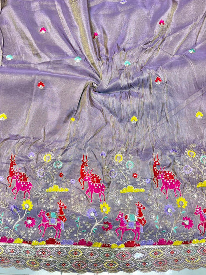 Premium🥻 Viscouse tissue👗 border fabrics beats work beautiful  design width 44