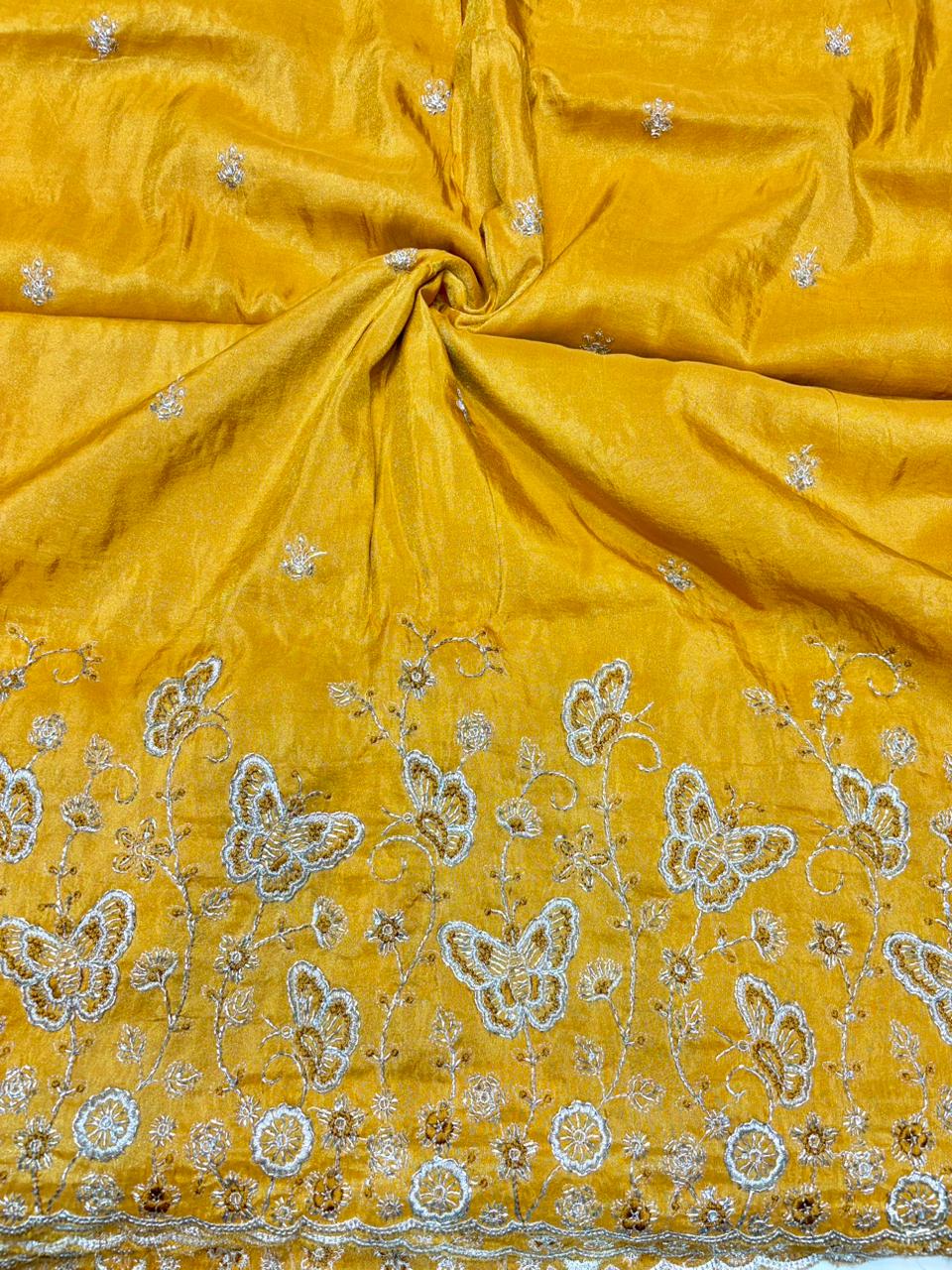 Premium🥻 Viscouse tissue👗 border fabrics beats work beautiful  design width 44