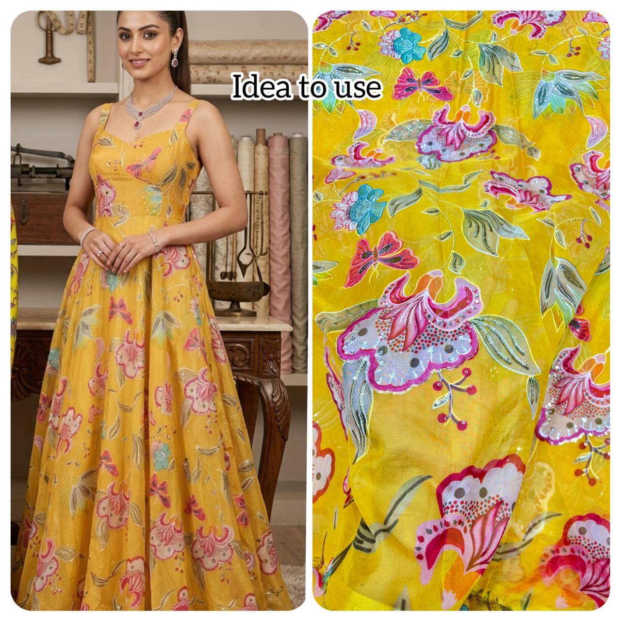 Butterfly Garden | Premium Soft Organza Silk width 44